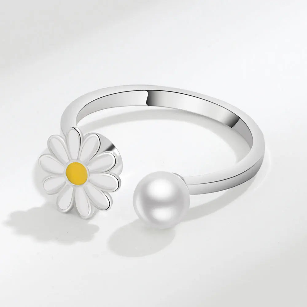 925 Sterling Silver Rotatable Sunflower Ring