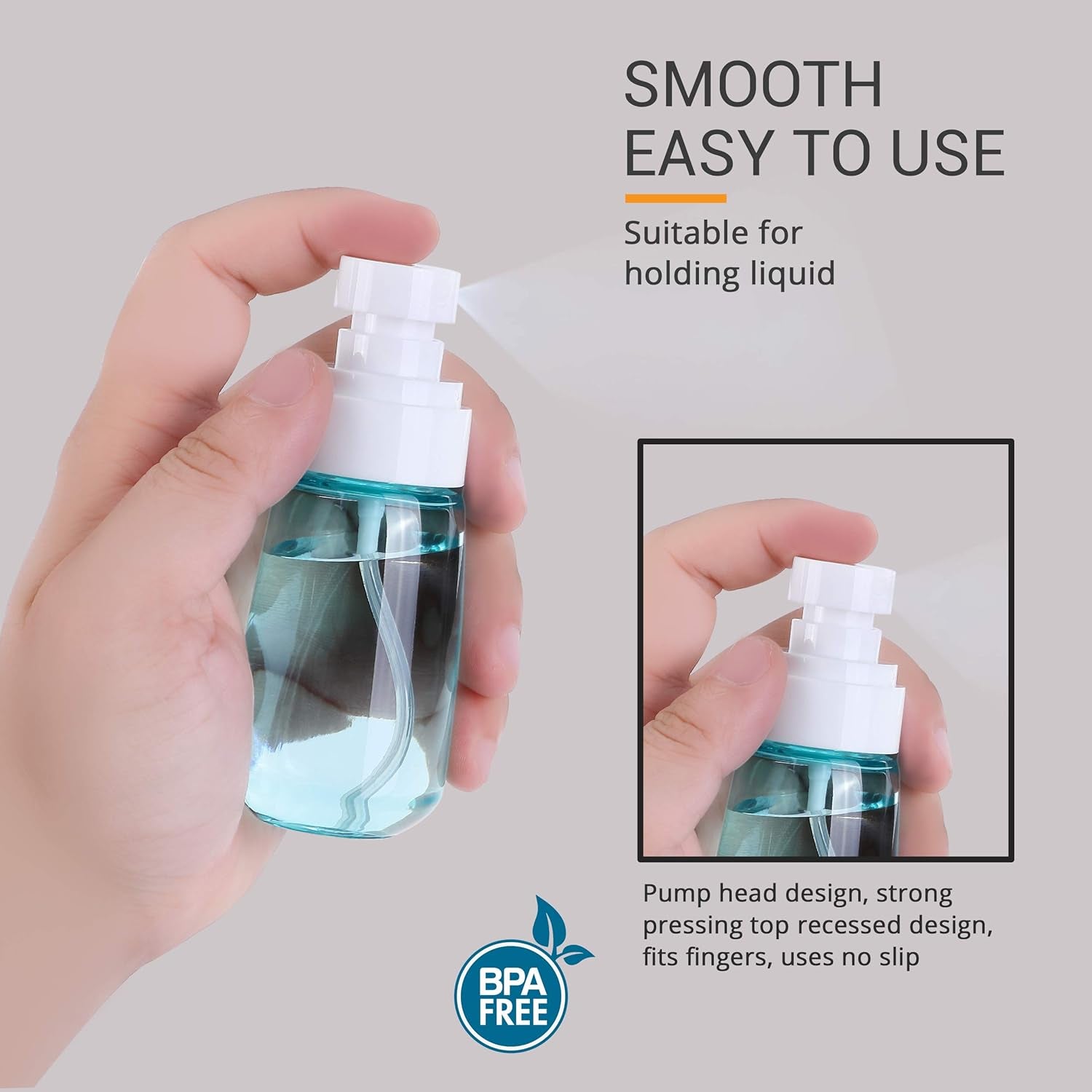 Pack 2 Small Spray Bottle Travel Size 2Oz/60Ml - Fine Mist Mini Empty Spray Bottles - Leak Proof - for Toners, Face & Hair Mist