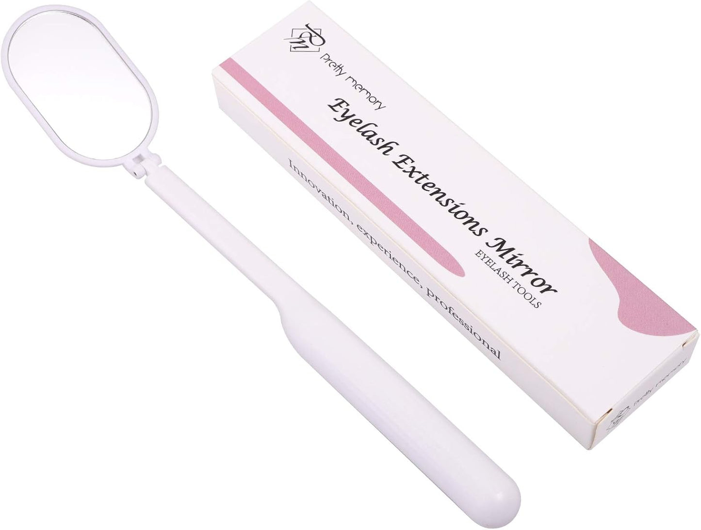 Foldable Lash Mirror, 270° Free Rotation, Lightweight Makeup Mirror for Eyelash Extensions Supplies (White)