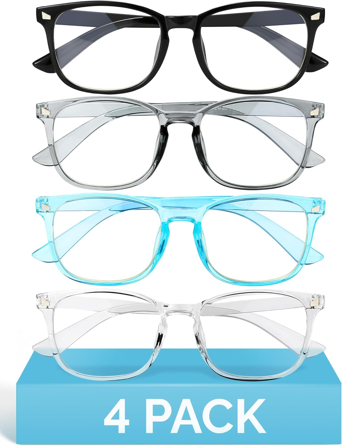 6 Pack Blue Light Blocking Glasses for Women Men – Stylish Computer & Gaming Glasses, Fashion Square Frame Eyewear