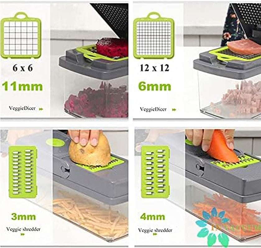 Vegetable Chopper, 15-In-1 Onion Food Chopper Multifunctional Mandoline Slicer Cutter Chopper and Grater Food Slicer Vegetable Cutter