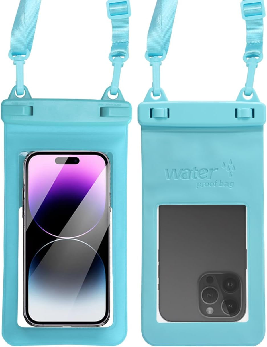 IPX8, 7.4Waterproof Phone Pouch, Universal Fit(Iphone 16 15 14 13 plus Pro, 12 11 Pro, XR X 8 7 6S plus SE, Galaxy S25 S24 S23 S20 Series Pixel, Lanyard Included (White) 1Pack