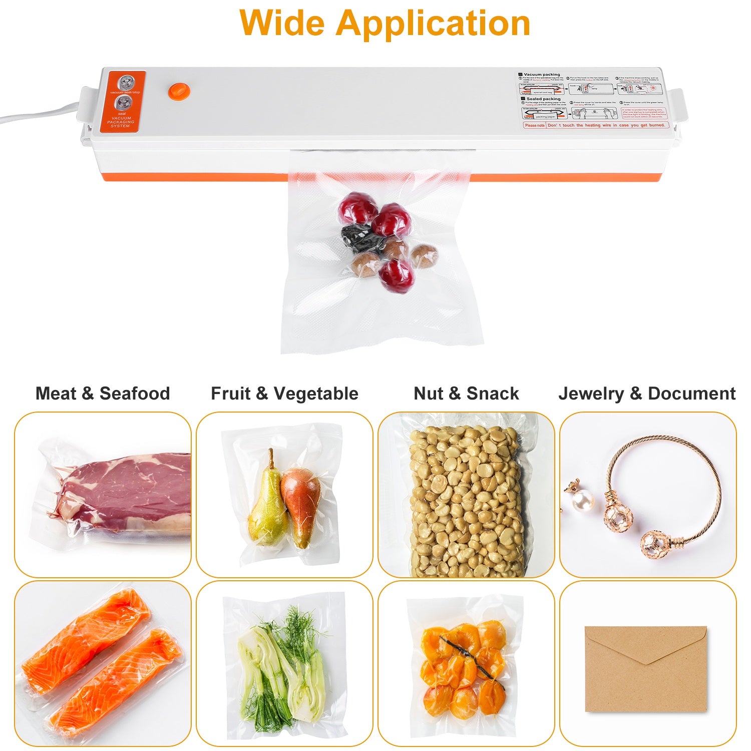 Electric Vacuum Sealer Machine Household Automatic Food Vacuum Sealer Quick Sealing System Machine for Food Dry Moist Food