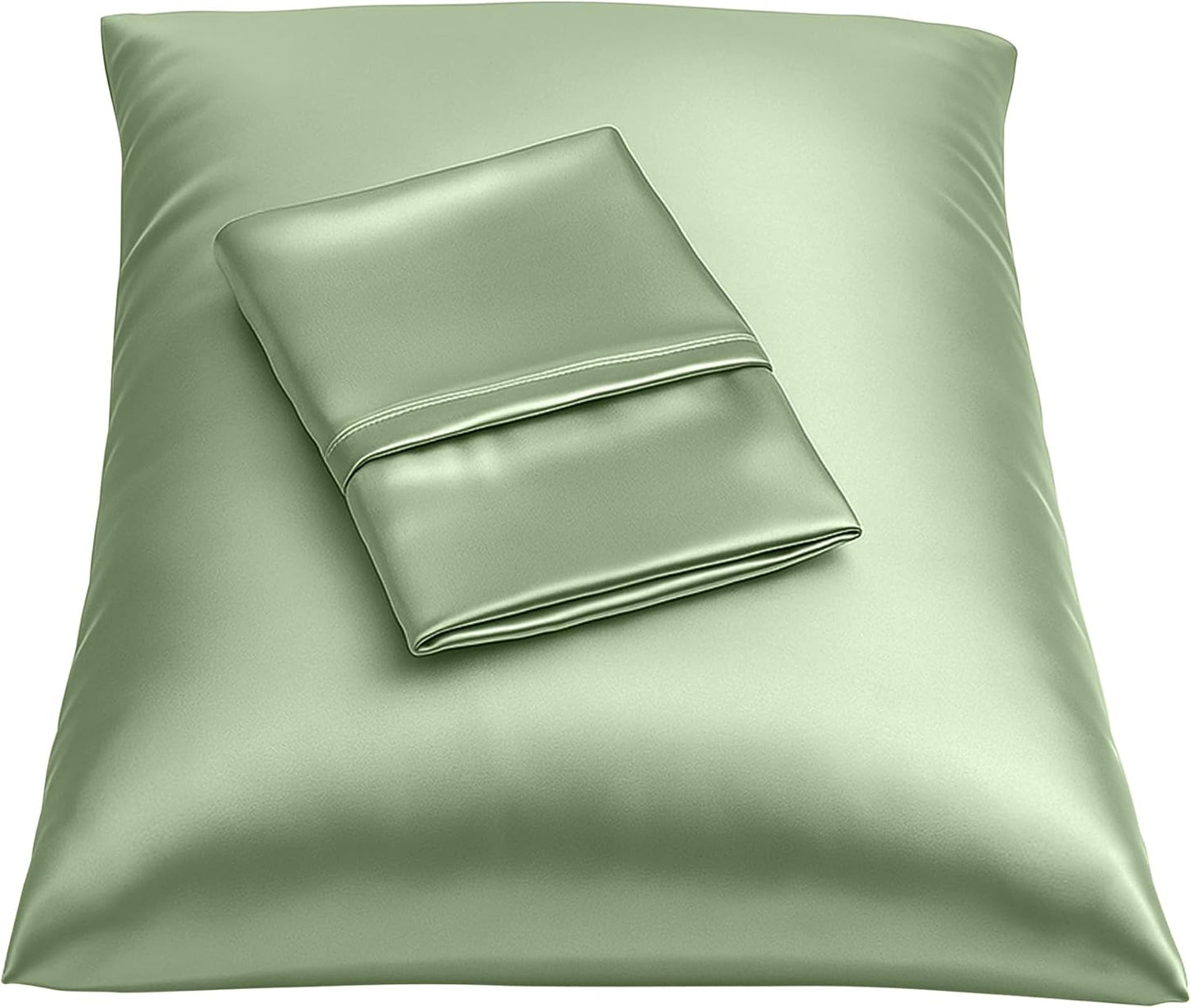 Satin Pillowcase with Zipper, for Hair and Skin Care, Feels Soft and Cool like a Silk Pillowcase, Satin Pillow Cases 2 Pack, Slik Pillow Cover, Baby Blue - Standard Size, Set of 2