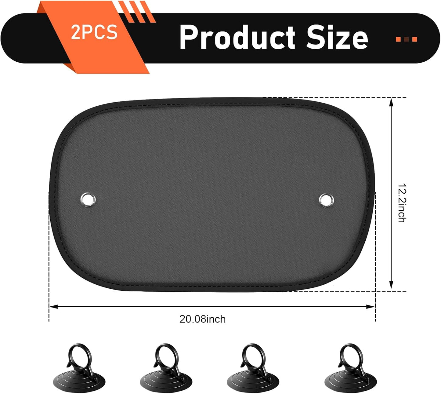 2 Pack Car Window Shades, Universal UV Protection Sunshade for Side Windows, Strong Light Glare Blocking Suction Cup Curtain, Privacy Shield for Baby Sleeping Camping Napping, Fit 98% Most Cars