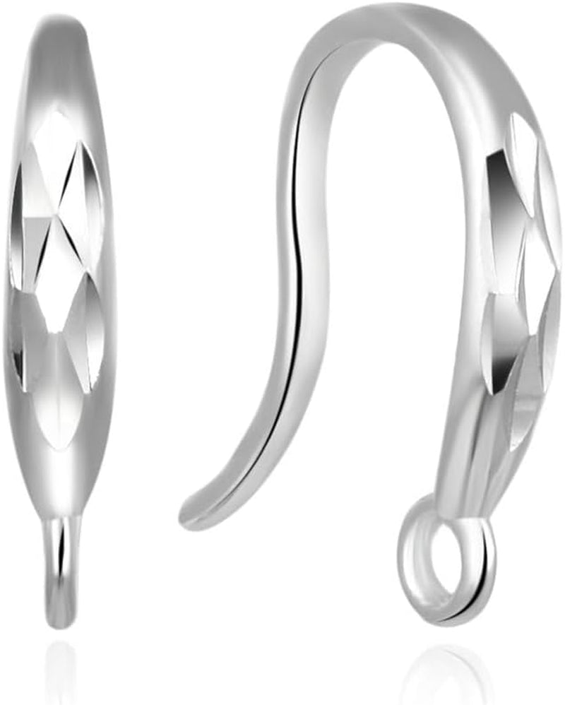 4Pcs  Real 925 Sterling Silver Diamond Cut French Fish Earring Hooks Ear Wire Tarnish Resistant