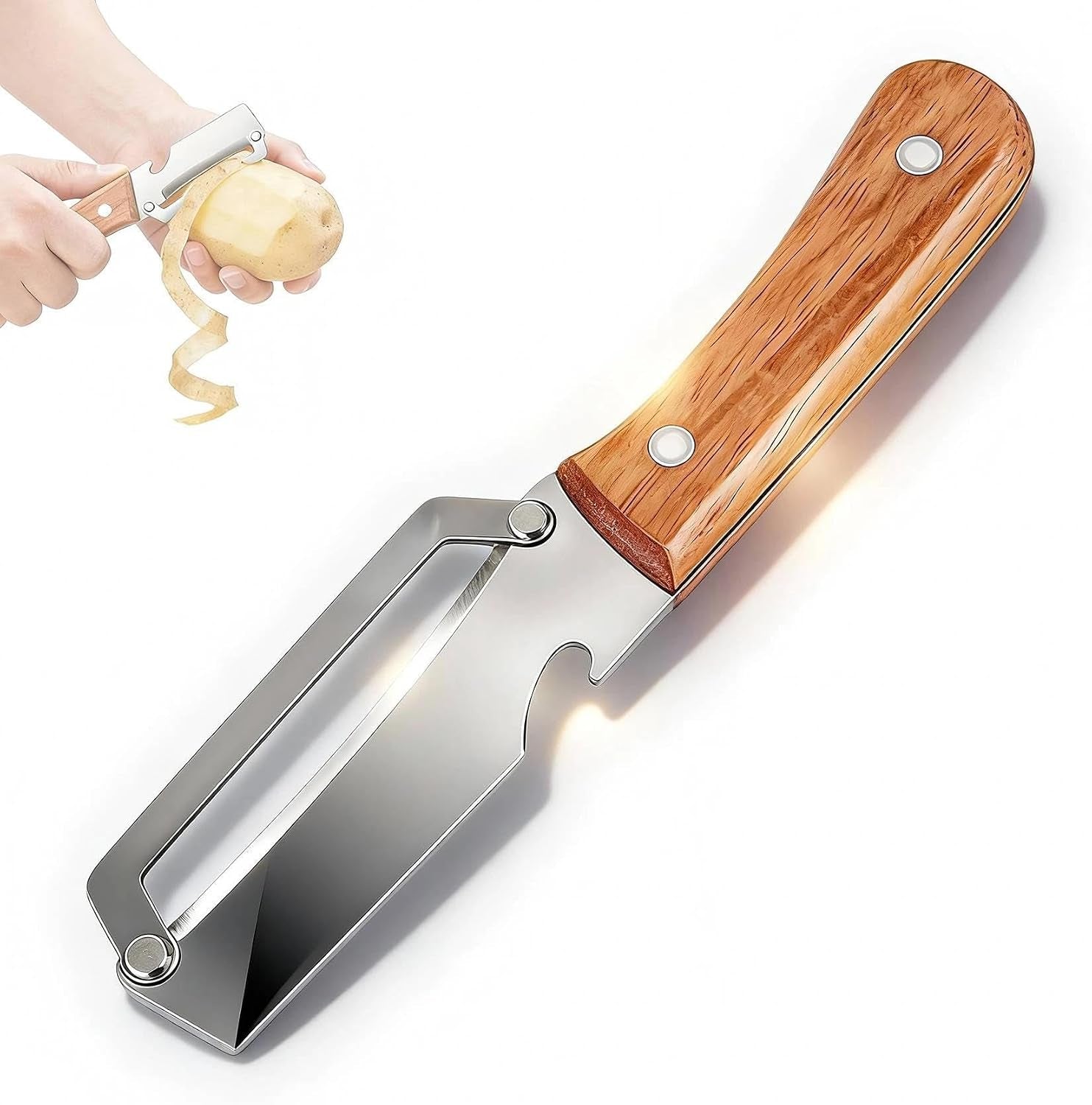Vegetable Peeler for Kitchen – Potato Peeler, Fruit Peeler, Stainless Steel Blade, Ergonomic Non-Slip Handle, Multi-Functional with Bottle Opener