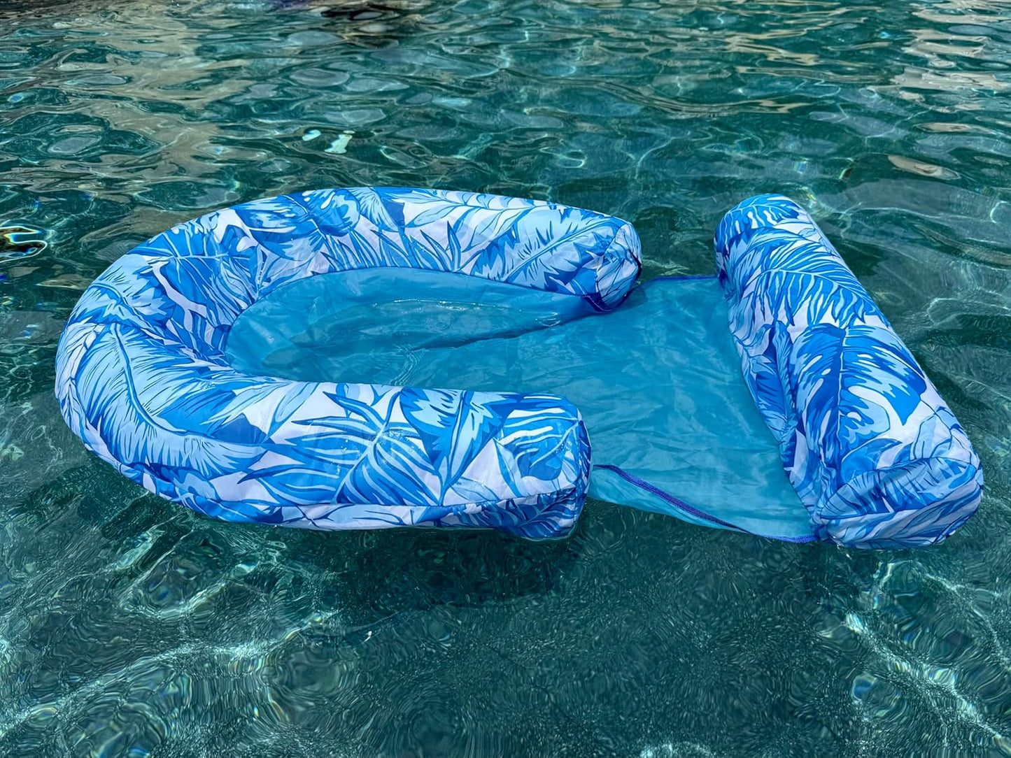 2 Pack Pool Floats Adult, Pool Lounger Float Raft Floating Chair with Leg-Rest, Adult Pool Float Chair for Swimming Pool, Beach, Lake