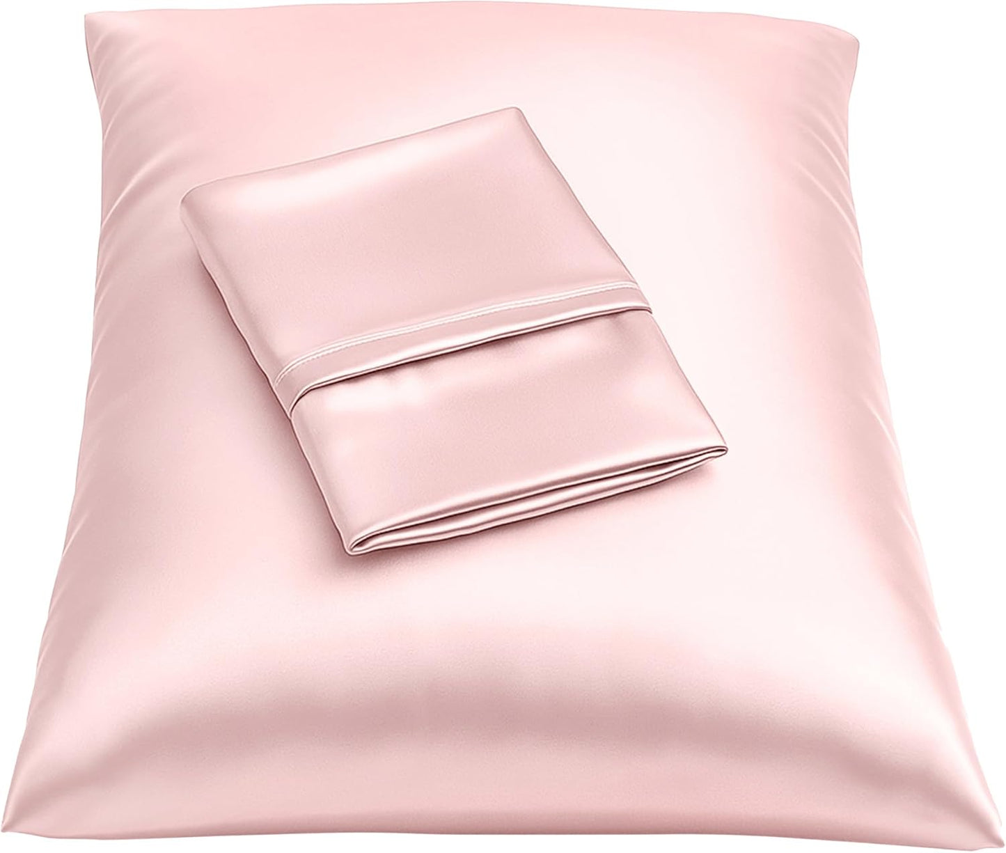 Satin Pillowcase with Zipper, for Hair and Skin Care, Feels Soft and Cool like a Silk Pillowcase, Satin Pillow Cases 2 Pack, Slik Pillow Cover, Baby Blue - Standard Size, Set of 2