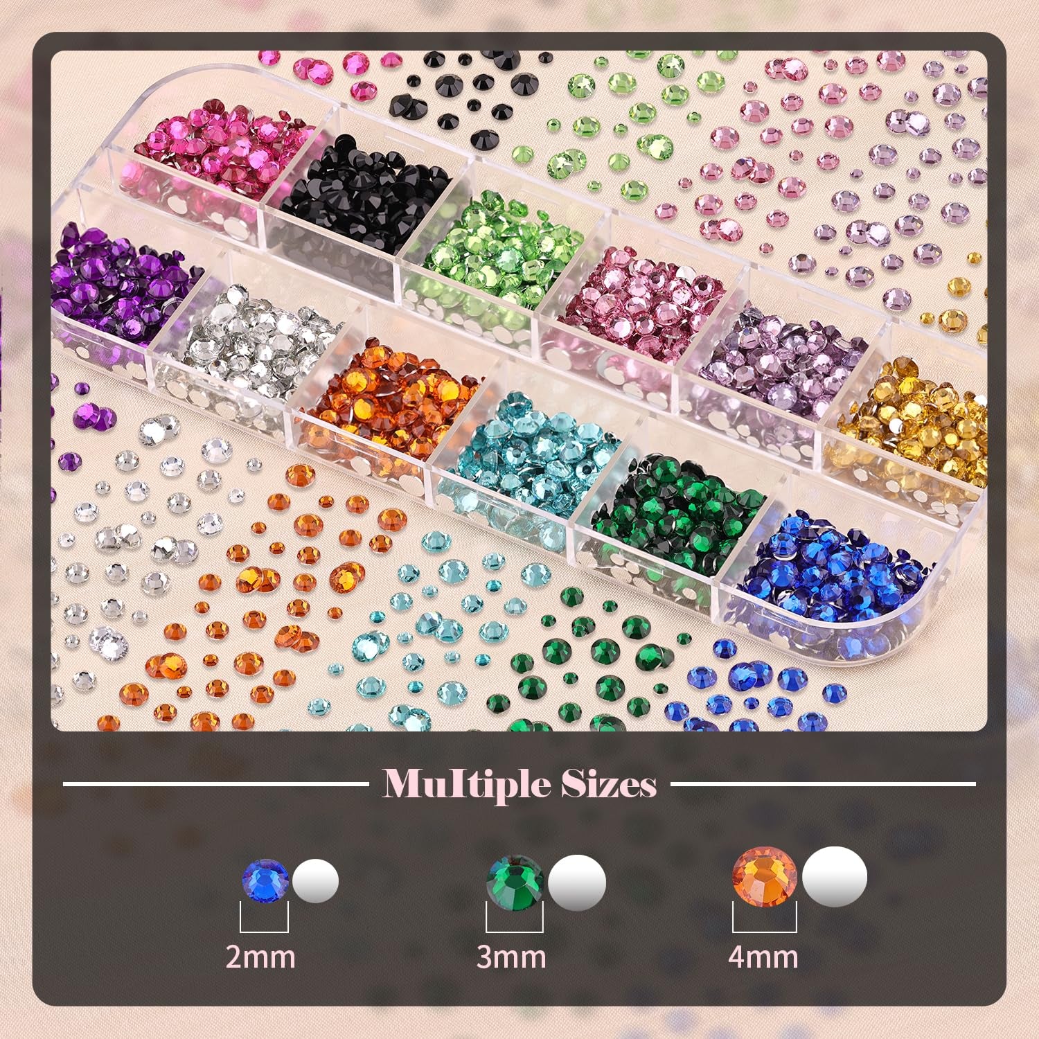 Nail Art Rhinestone Kit, 15Ml Rhinestone Gel Glue+Colorful Gems+Flatback Glass Crystal Ab&Clear Gemstones with Pickup Tools for Bedazzling Nail and Face Makeup