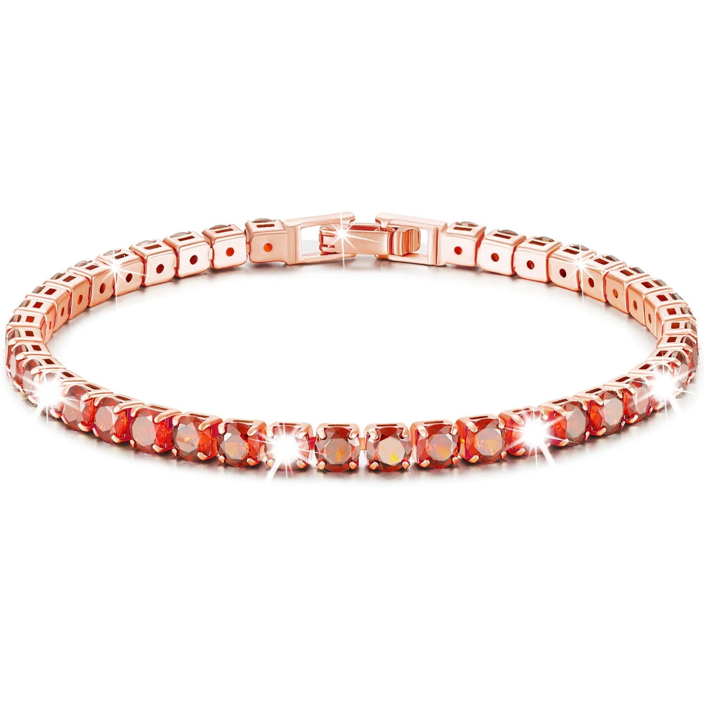 18K Rose Gold Plated Tennis Bracelets for Women Girls Wife,Cz July Birthstone Bracelet with Red Ruby Birthday Graduation Mothers Day Jewelry Gifts Teen Her Girlfriend Adults Kids Age Ideas