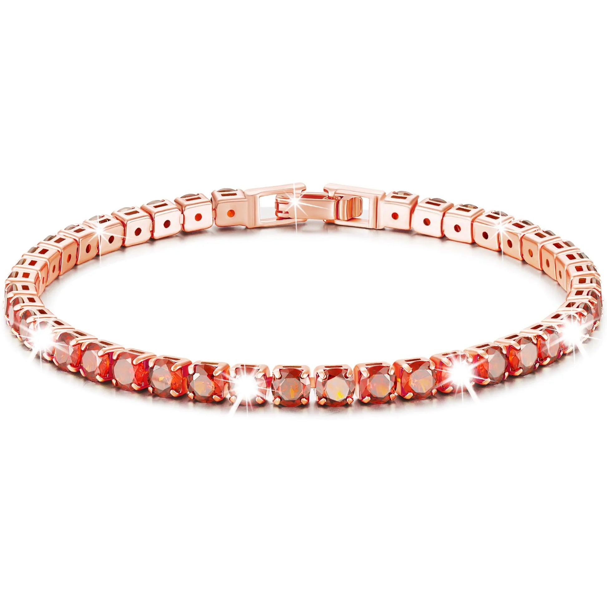 18K Rose Gold Plated Tennis Bracelets for Women Girls Wife,Cz July Birthstone Bracelet with Red Ruby Birthday Graduation Mothers Day Jewelry Gifts Teen Her Girlfriend Adults Kids Age Ideas