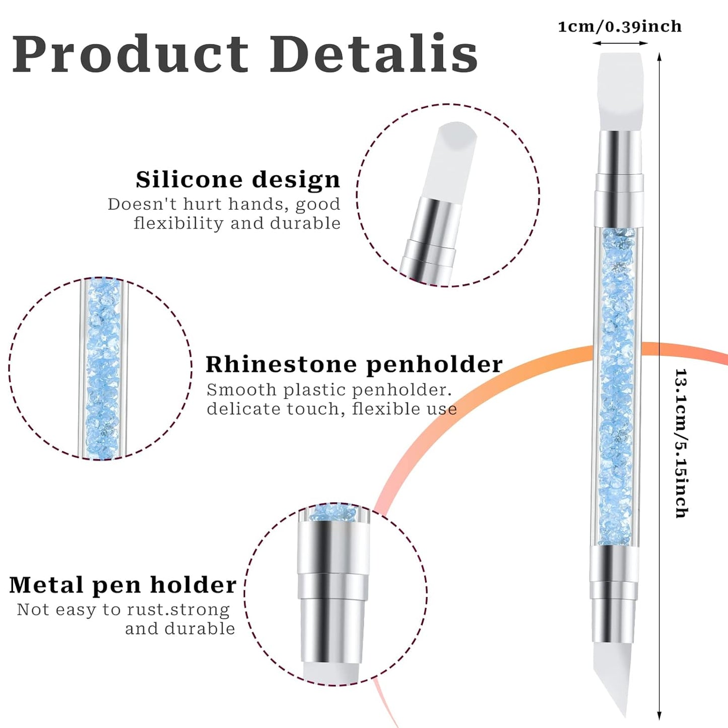 5 Pcs Nail Art Sculpture Pen Dual Tipped Silicone Nail Tools Nail Art Acrylic Pen Silicone Brushes for Resin Nail Art Tools for Design Nail Foil Carving Drawing Effect Shaping Drawing