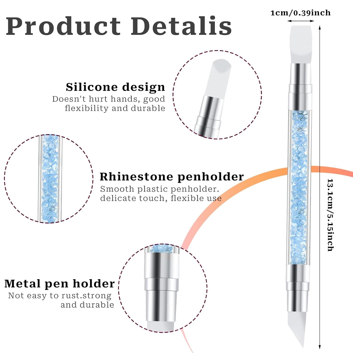 5 Pcs Nail Art Sculpture Pen Dual Tipped Silicone Nail Tools Nail Art Acrylic Pen Silicone Brushes for Resin Nail Art Tools for Design Nail Foil Carving Drawing Effect Shaping Drawing