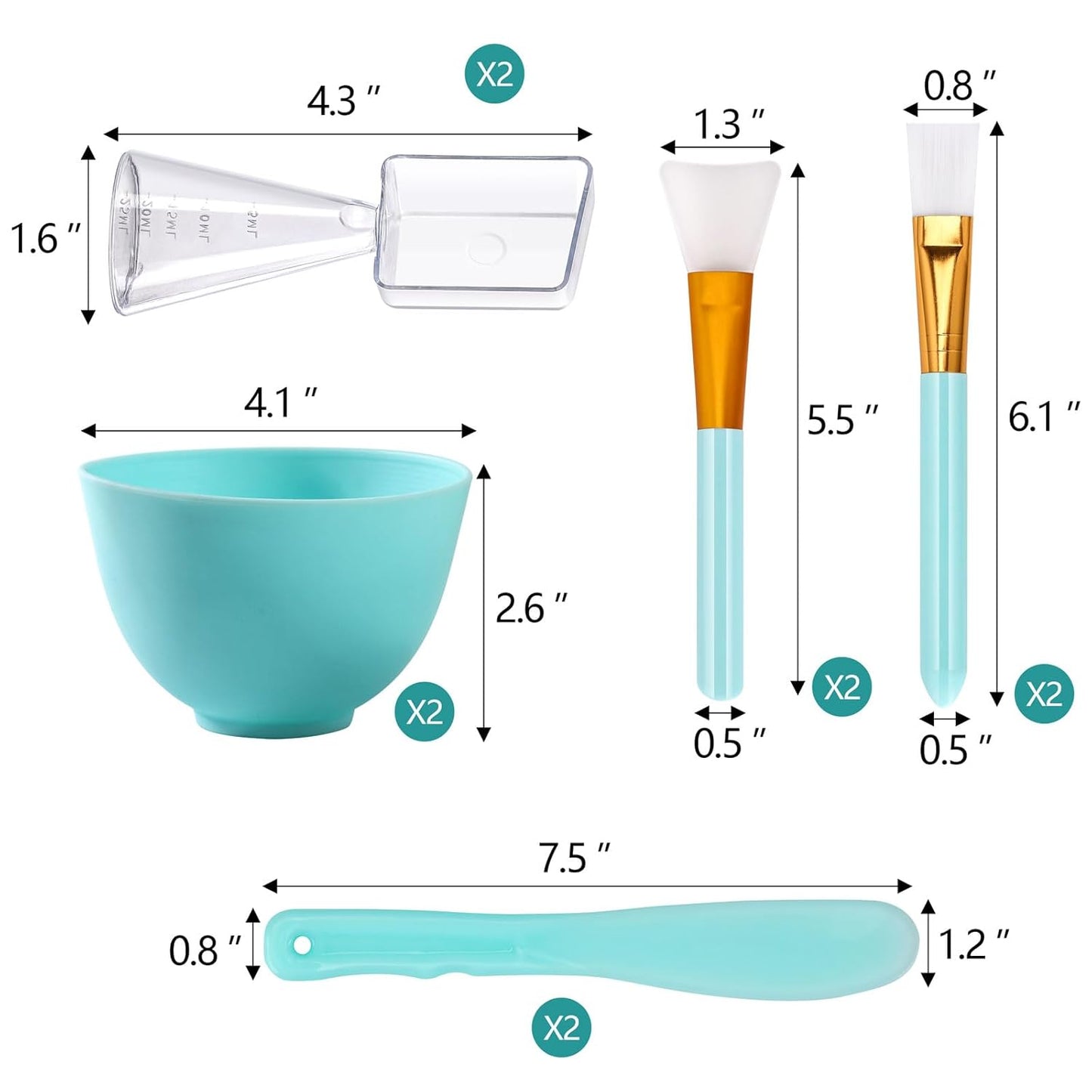 Face Mask Mixing Bowl Set, 10 Pcs DIY Facemask Mixing Tool Kit with Silicone Facial Mask Bowl Brushes Stick Spatula Measuring Cup (Blue)