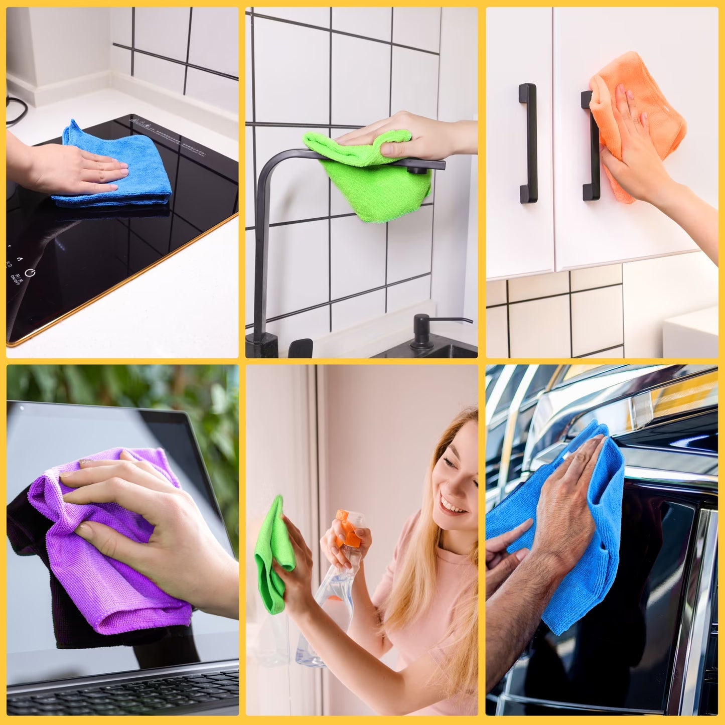 12Pcs Premium Microfiber Cleaning Cloth for Household Cleaning, 12" X 12"