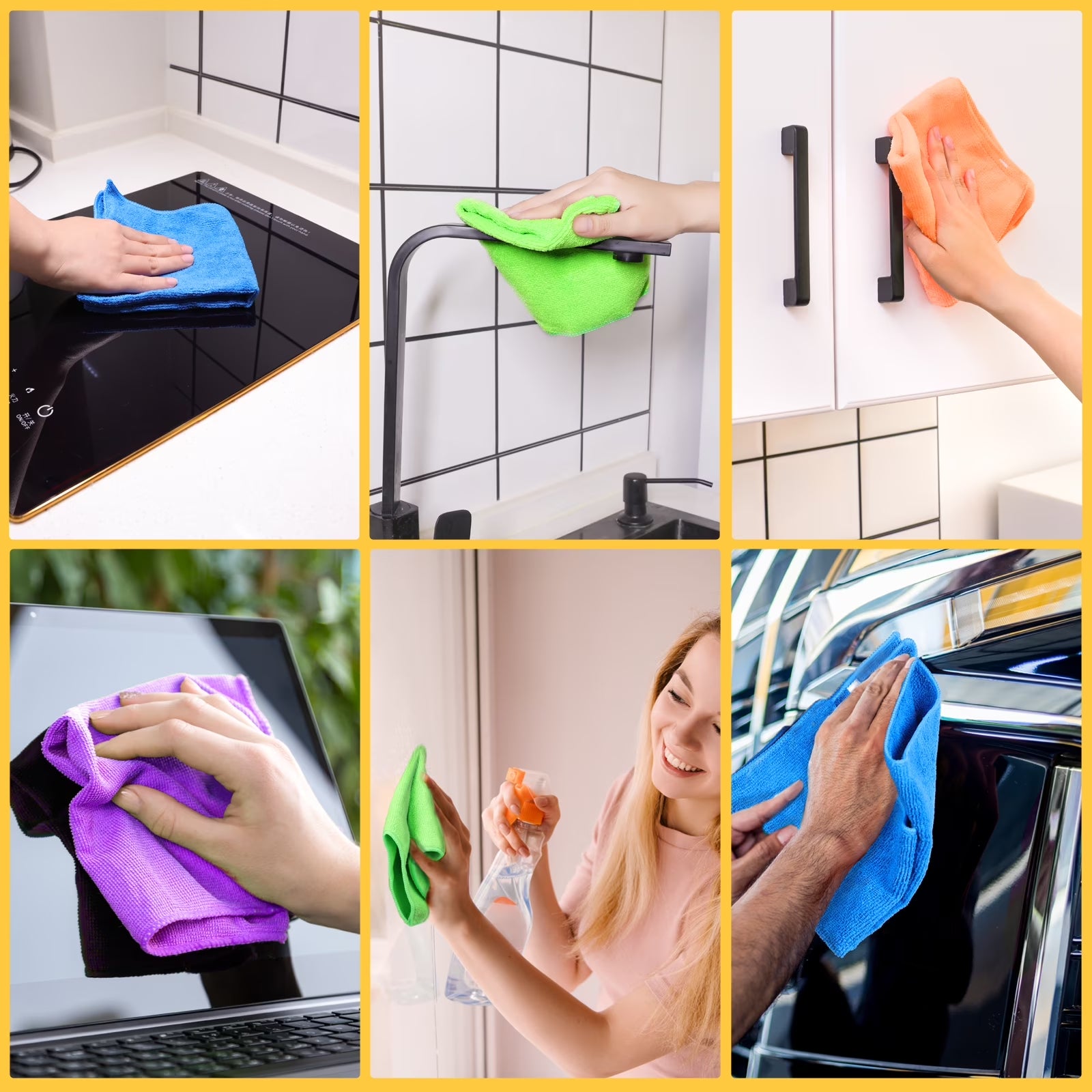 12Pcs Premium Microfiber Cleaning Cloth for Household Cleaning, 12" X 12"