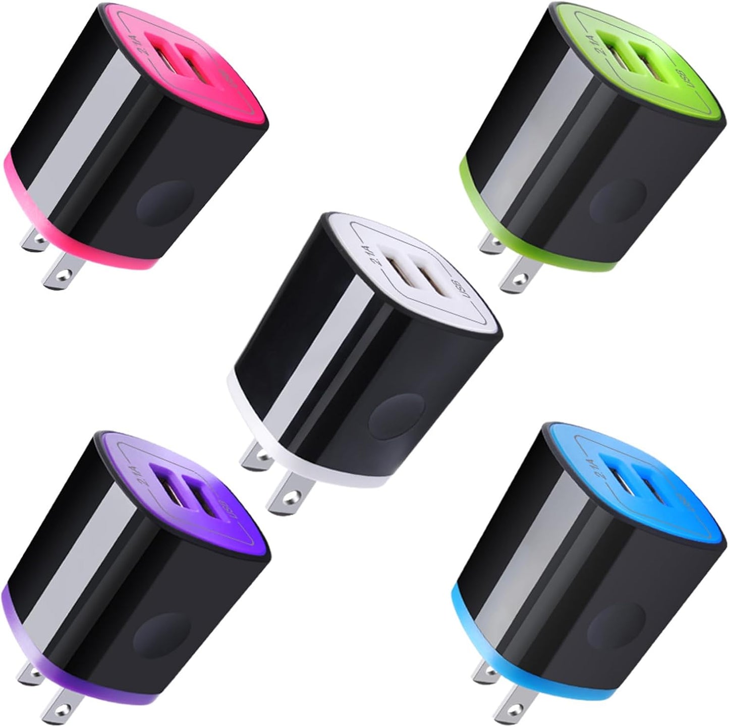 USB Charger Wall Plug, Iphone Charging Box, 5Pack Home Travel 2.1Amp | Dual Port Fast Wall Charger Quick Charging Block Cube Brick for Iphone 17 16E 16 15 14 13 12 Pro Max XR X 8,Samsung,Android
