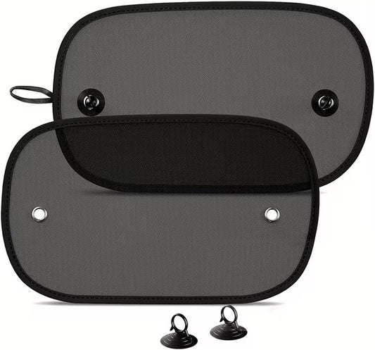 2 Pack Car Window Shades, Universal UV Protection Sunshade for Side Windows, Strong Light Glare Blocking Suction Cup Curtain, Privacy Shield for Baby Sleeping Camping Napping, Fit 98% Most Cars
