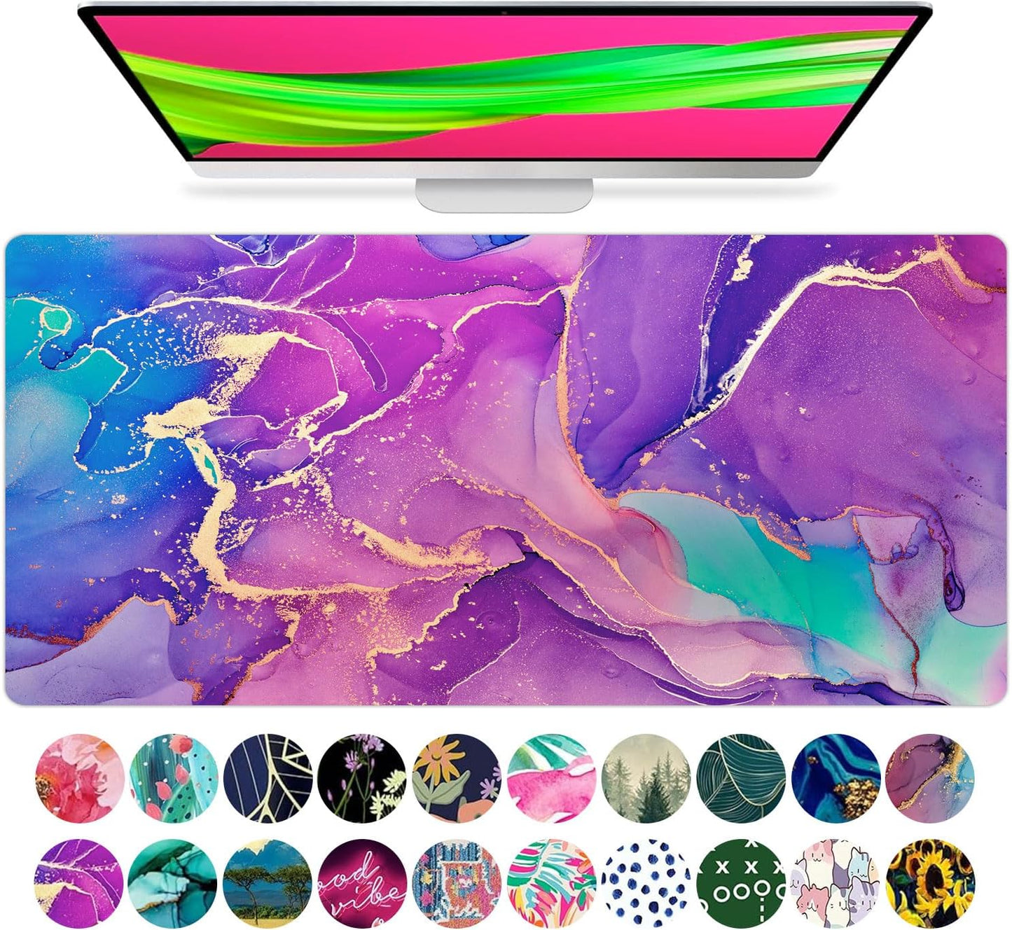 Large Mouse Pad Desk Mat 15" X 30" – Extended Floral Desk Protector for Keyboard & Mouse – Non-Slip Waterproof Cute Office Pad Aesthetic Workstation Mat