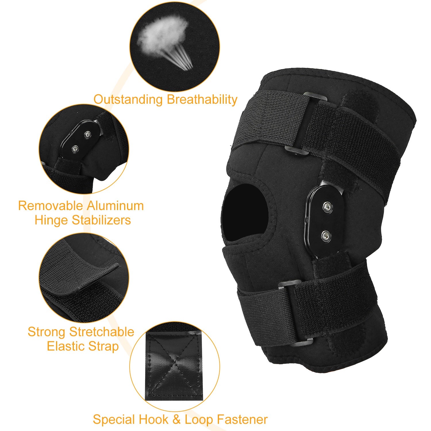 Sport Knee Brace Adjustable Open Patella Knee Support Compression Knee Wrap for Running Climbing Pain Relief Recovery of Injured Knee