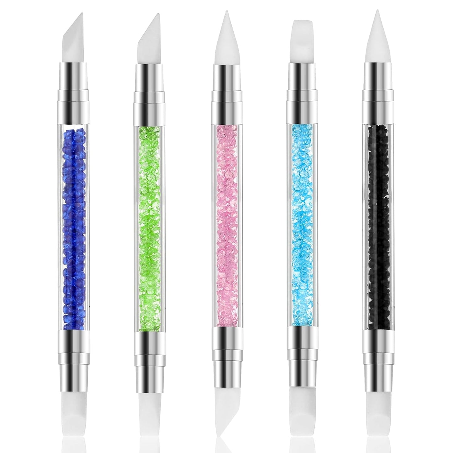5 Pcs Nail Art Sculpture Pen Dual Tipped Silicone Nail Tools Nail Art Acrylic Pen Silicone Brushes for Resin Nail Art Tools for Design Nail Foil Carving Drawing Effect Shaping Drawing