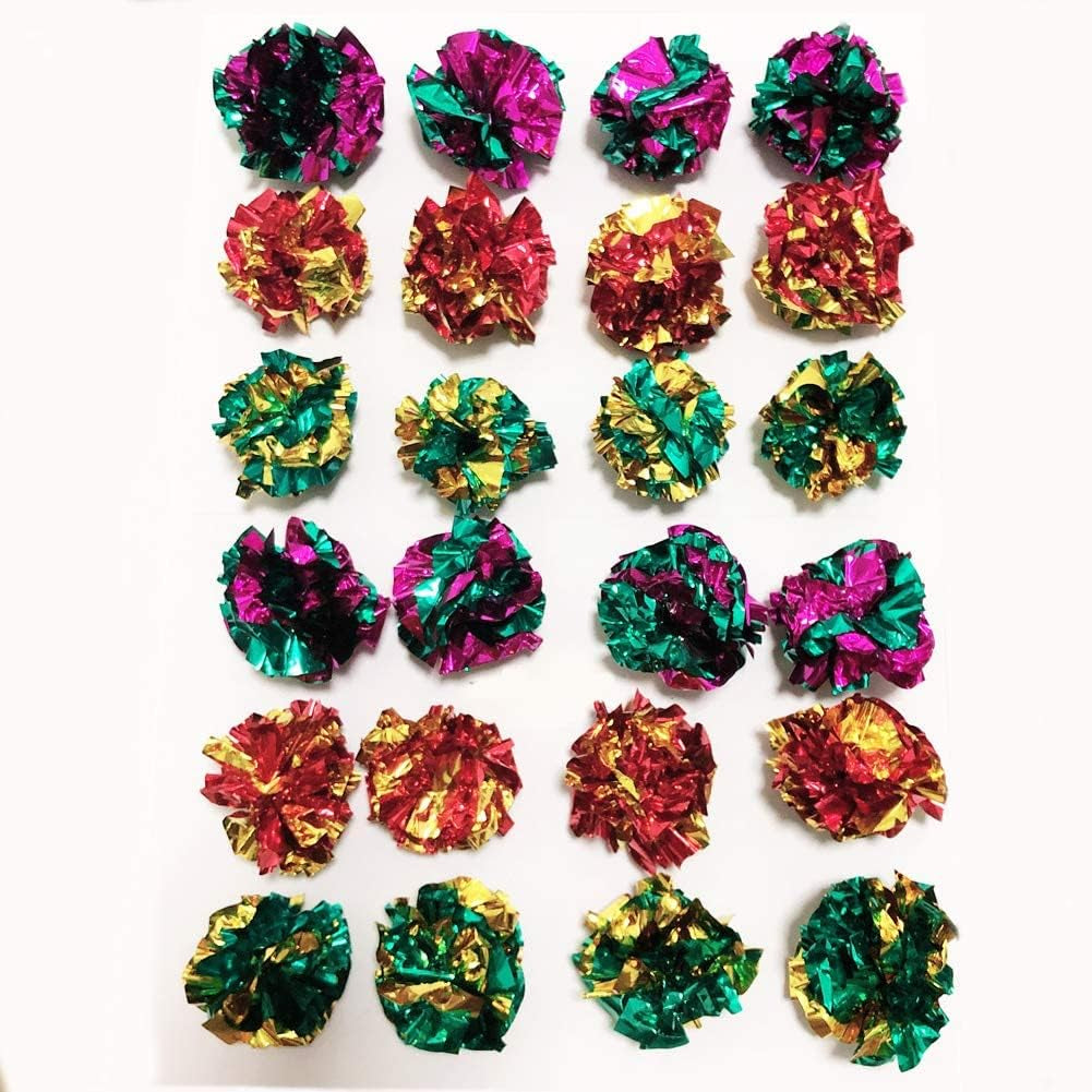 Mylar Crinkle Balls Cat Toys Interactive Crinkle Cat Toy Balls Independent Pet Kitten Cat Toys for Fat Cats Kittens Exercise, Soft and Right Size (6 Pack)