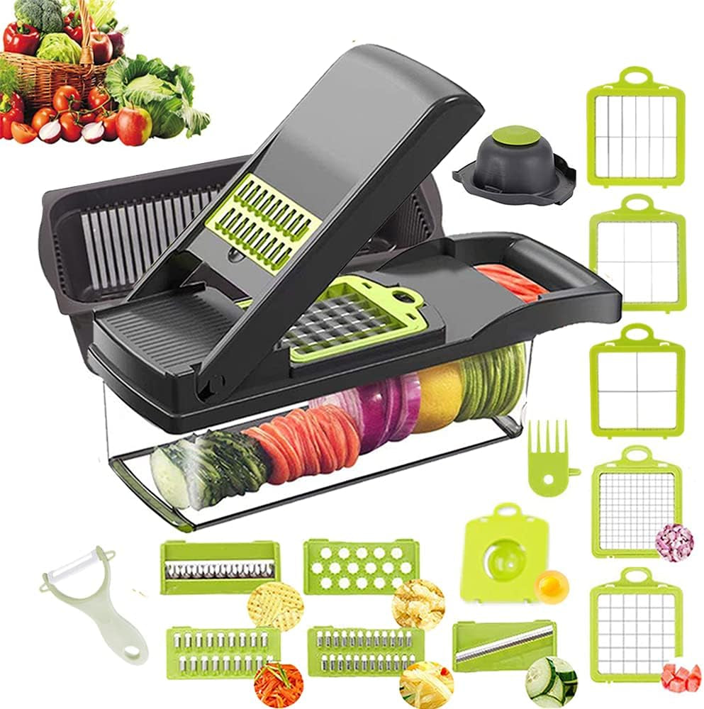 Vegetable Chopper, 15-In-1 Onion Food Chopper Multifunctional Mandoline Slicer Cutter Chopper and Grater Food Slicer Vegetable Cutter