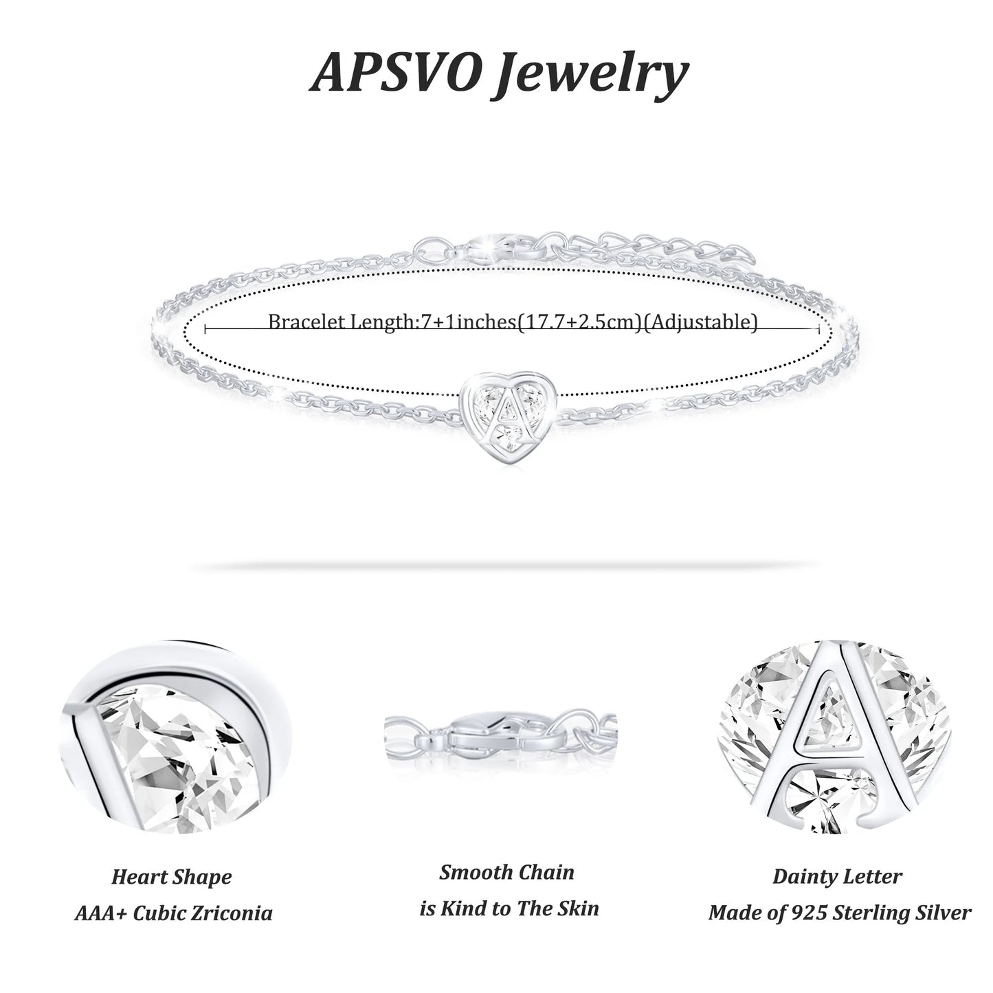S925 Sterling Silver Plated Love Heart Initial Bracelets for Women Girls CZ Letter W Bracelet Birthday Graduation Jewelry Gifts Teen Her Mom Wife Lady Adults Kids Age Ideas