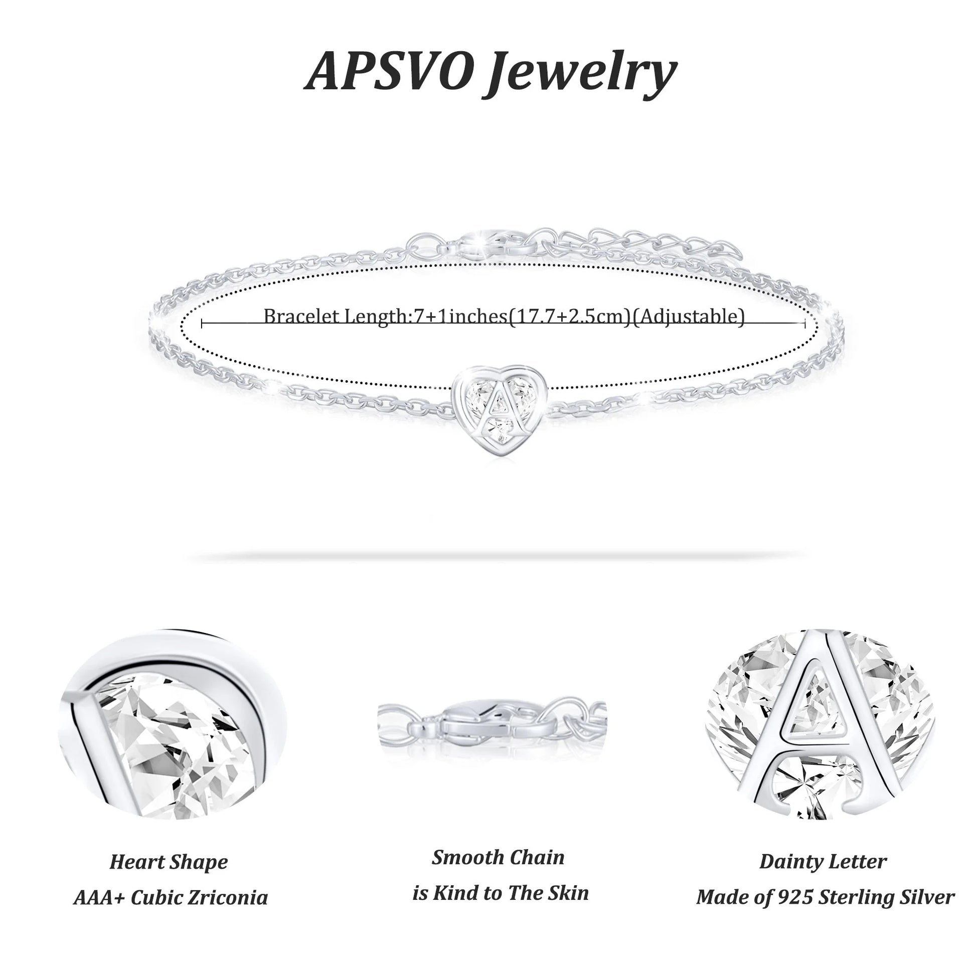 S925 Sterling Silver Plated Love Heart Initial Bracelets for Women Girls CZ Letter W Bracelet Birthday Graduation Jewelry Gifts Teen Her Mom Wife Lady Adults Kids Age Ideas
