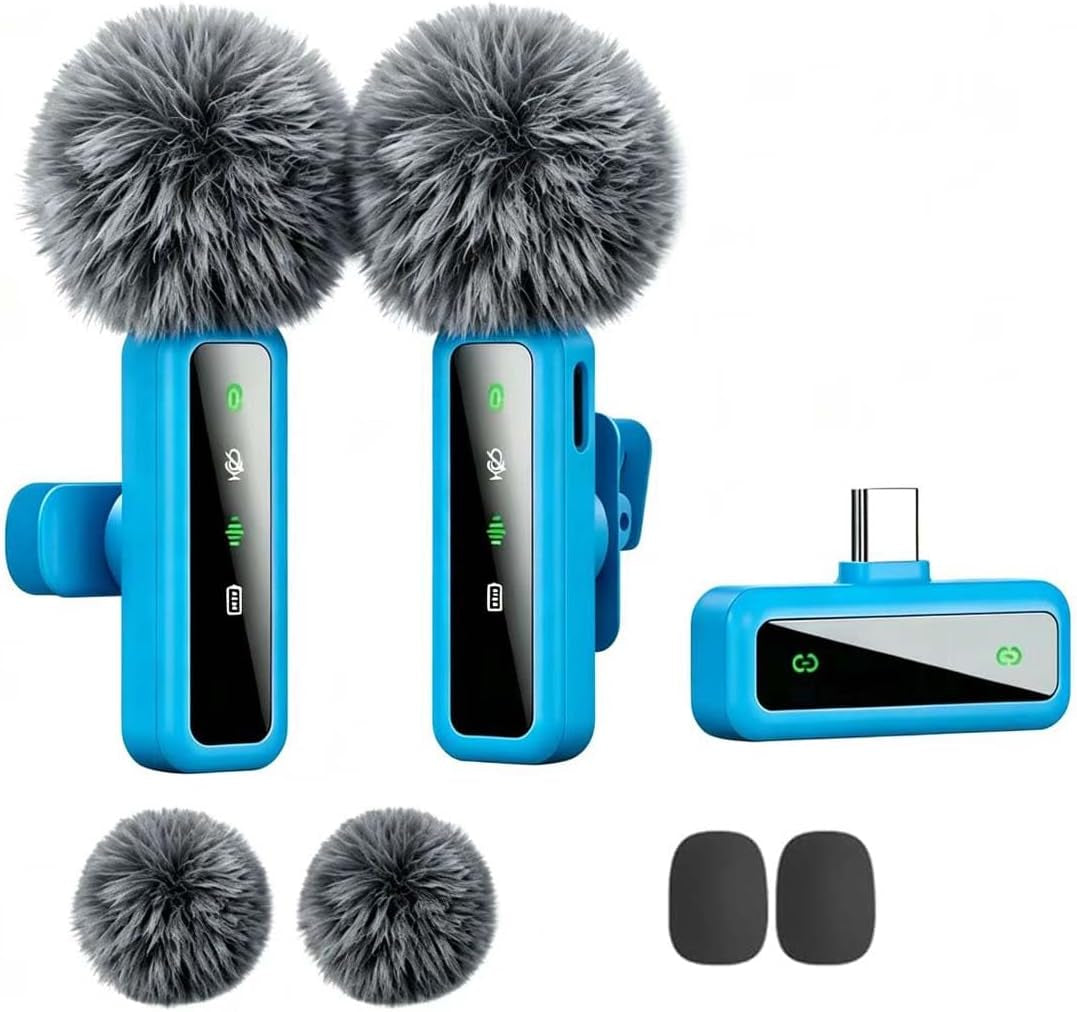 Wireless Lavalier Microphone for Iphone - Ipad, Android Phone Computer, Mini Microphone for Live Streaming, Video Recording, Outdoor or Indoor Interviews, Youtube, Tiktok, Vlog (Black)