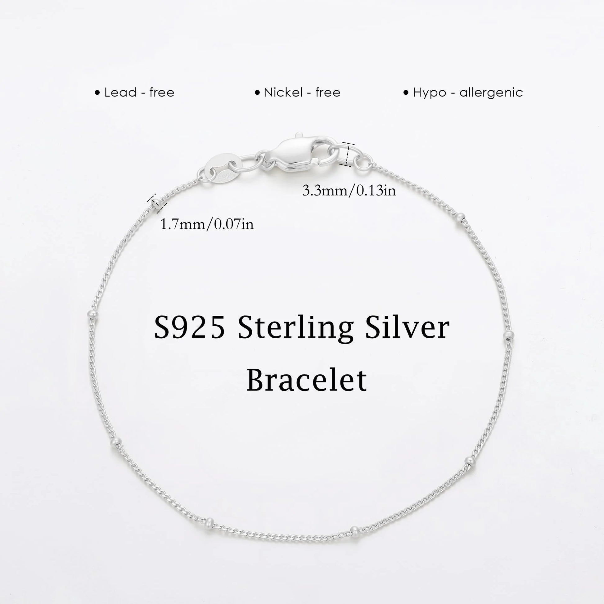 S925 Sterling Silver Bracelet for Women Solid 14K Gold Plated Satellite Bead Chain Bracelets 6.5/7/7.5/8/8.5/9 Inches Trendy Jewelry Valentine'S Day Birthday Gifts for Women