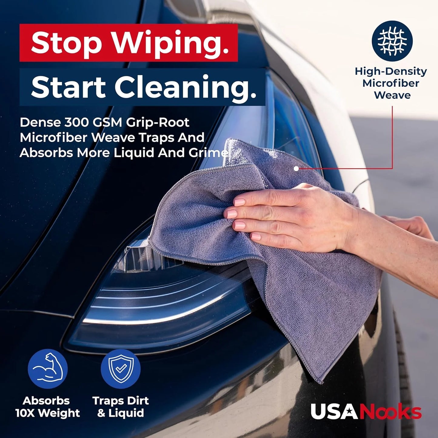 Microfiber Cleaning Cloths-Microfiber Towels-Gray- Pack of 12 (12.5"X12.5")