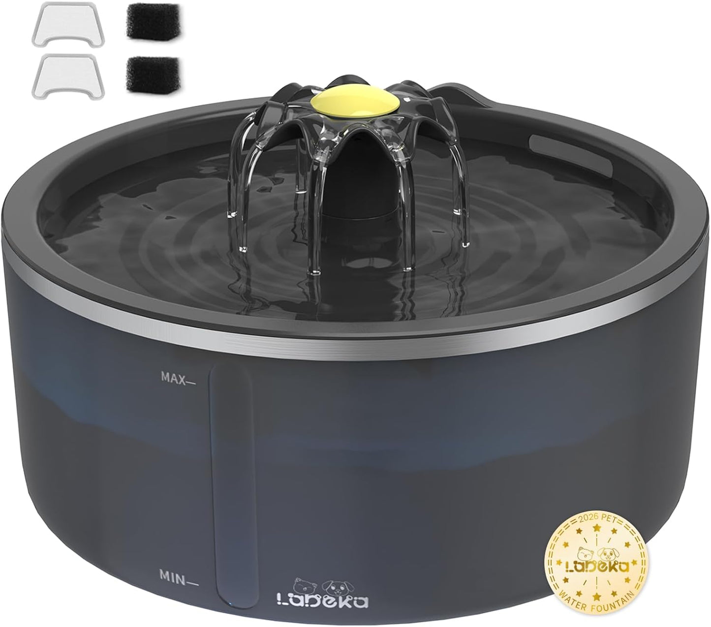 Cat Water Fountain, Cat Fountain Indoor Dual Filtration System, 2.5L/84Oz Automatic Pet Water Fountain, Ultra Silent - Easy Clean Cat Drinking Fountain