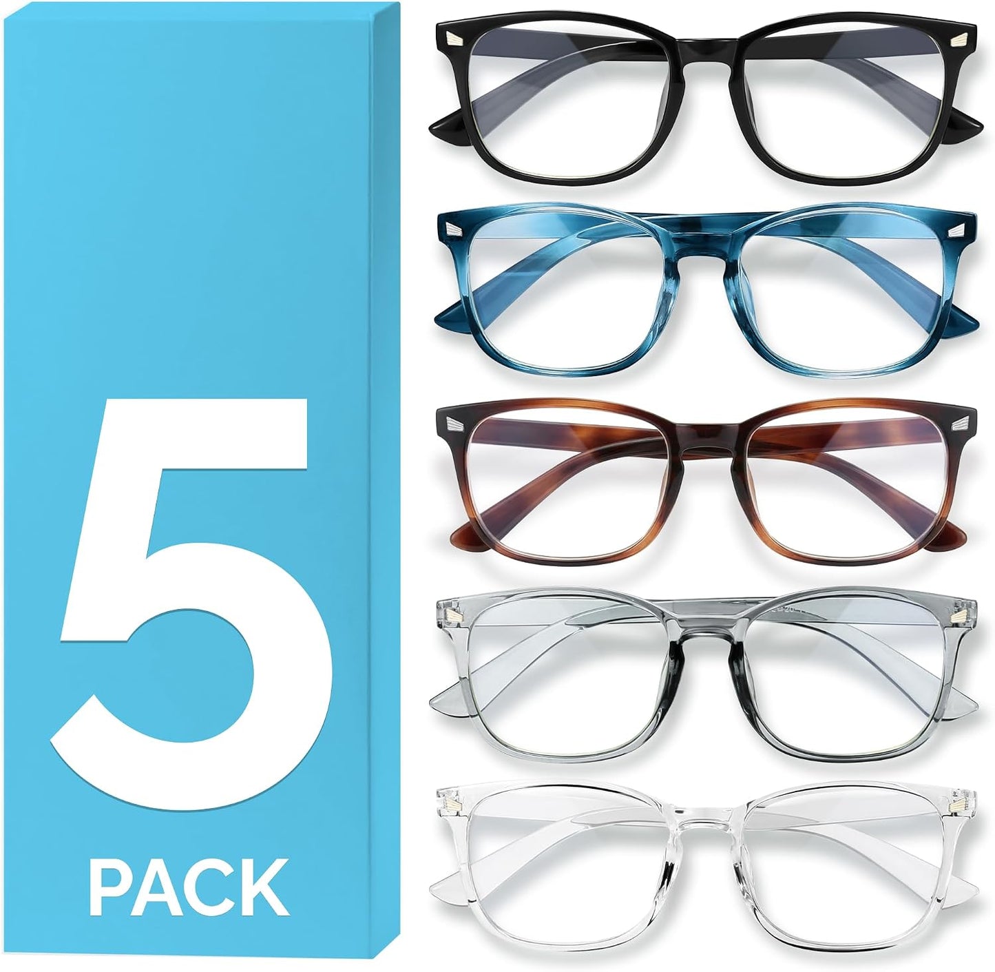 6 Pack Blue Light Blocking Glasses for Women Men – Stylish Computer & Gaming Glasses, Fashion Square Frame Eyewear