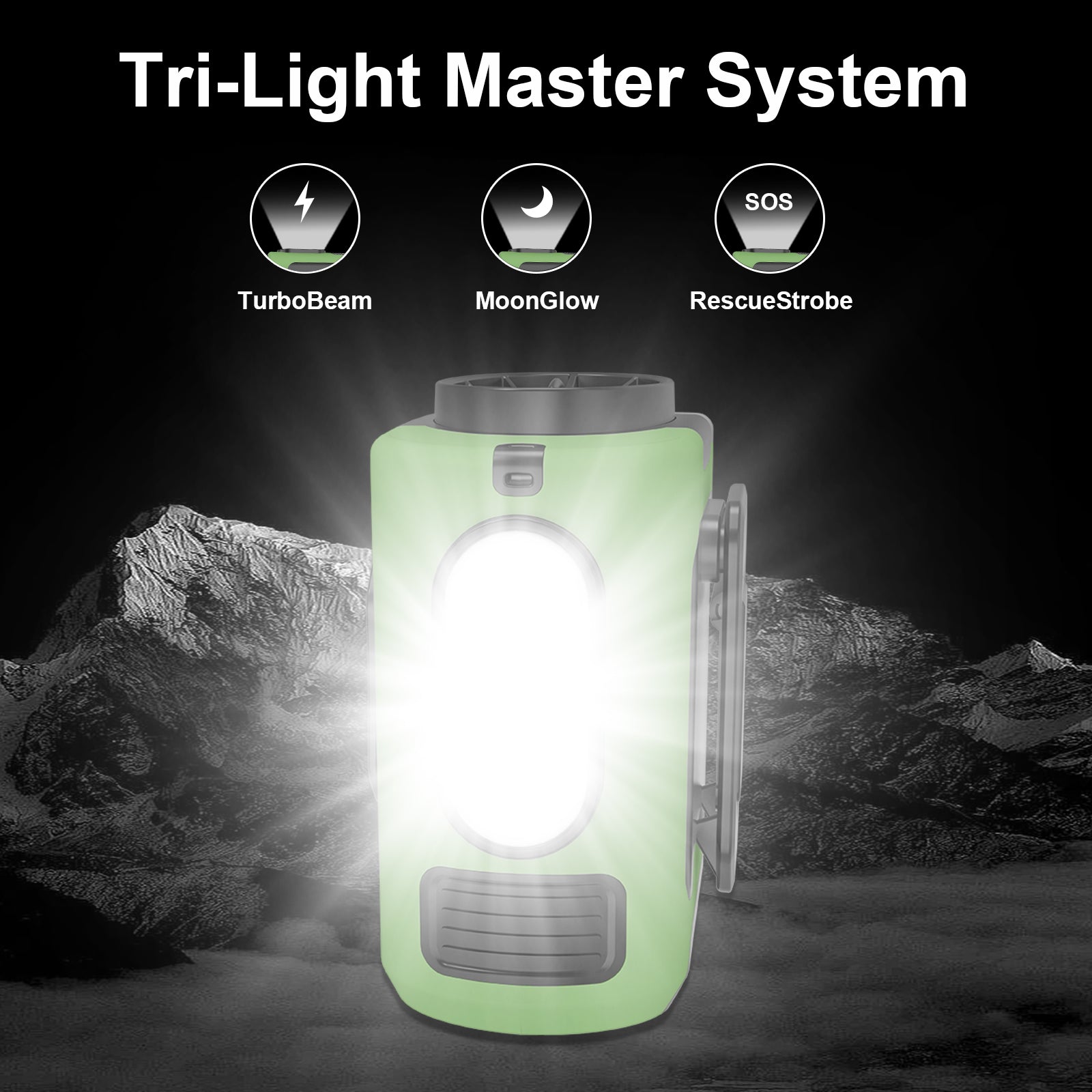 16, 000 Rpm 10000Mah Portable Waist Fan, Clamp on Wearable Belt Personal Fan, Rechargeable Battery Powered, with 5 Speed Levels and Flashlight, Suitable for Outdoor Camping and Travel Army Green
