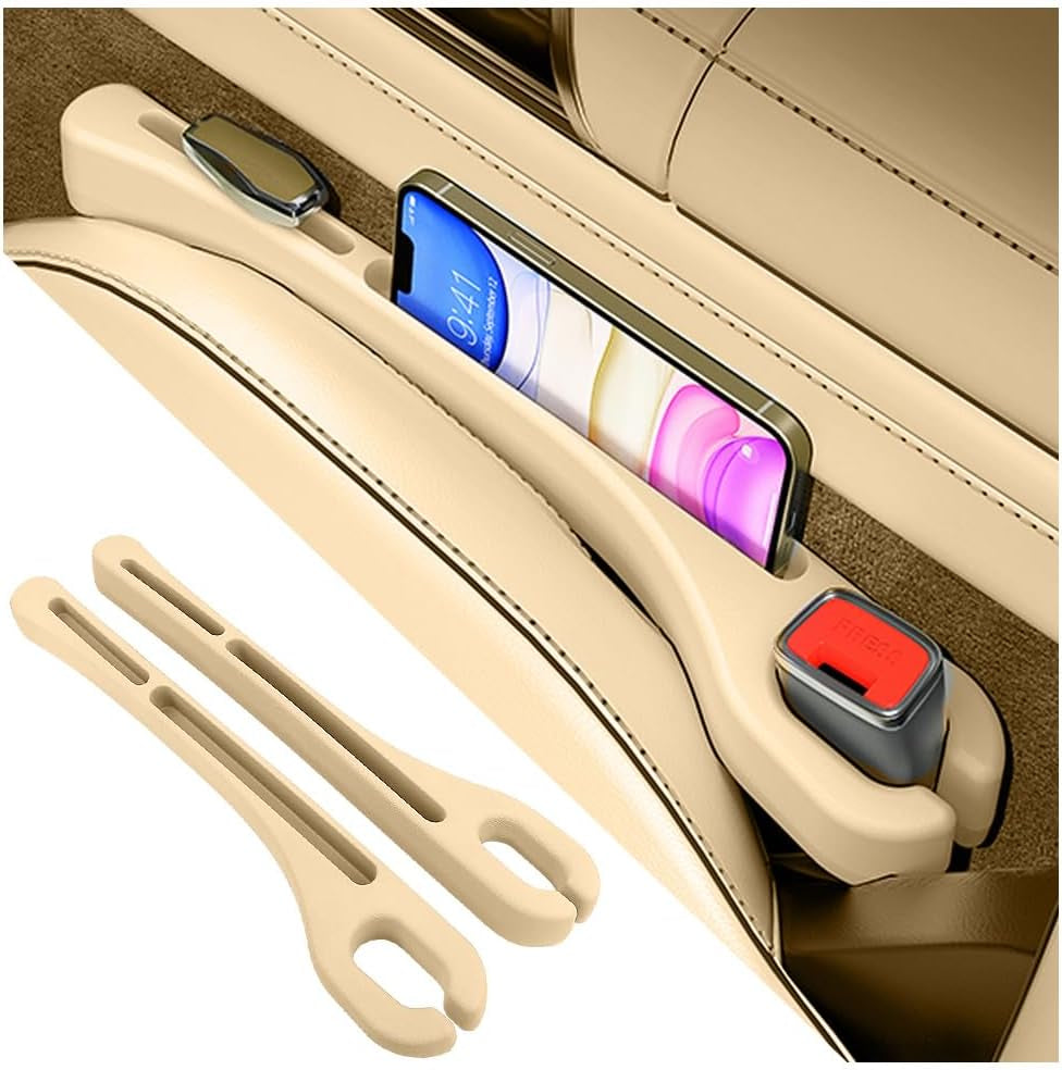 2PCS Car Seat Gap Filler Organizer,Upgrade Car Side Seat Gap Filler with Phone Holder,Multifunctional Car Seat Filler Gap Space Prevents Things Dropping for Cars,Suvs (Black)