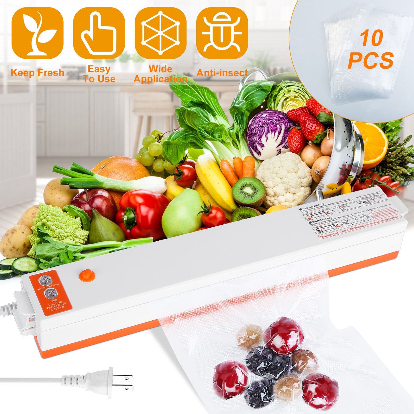 Electric Vacuum Sealer Machine Household Automatic Food Vacuum Sealer Quick Sealing System Machine for Food Dry Moist Food