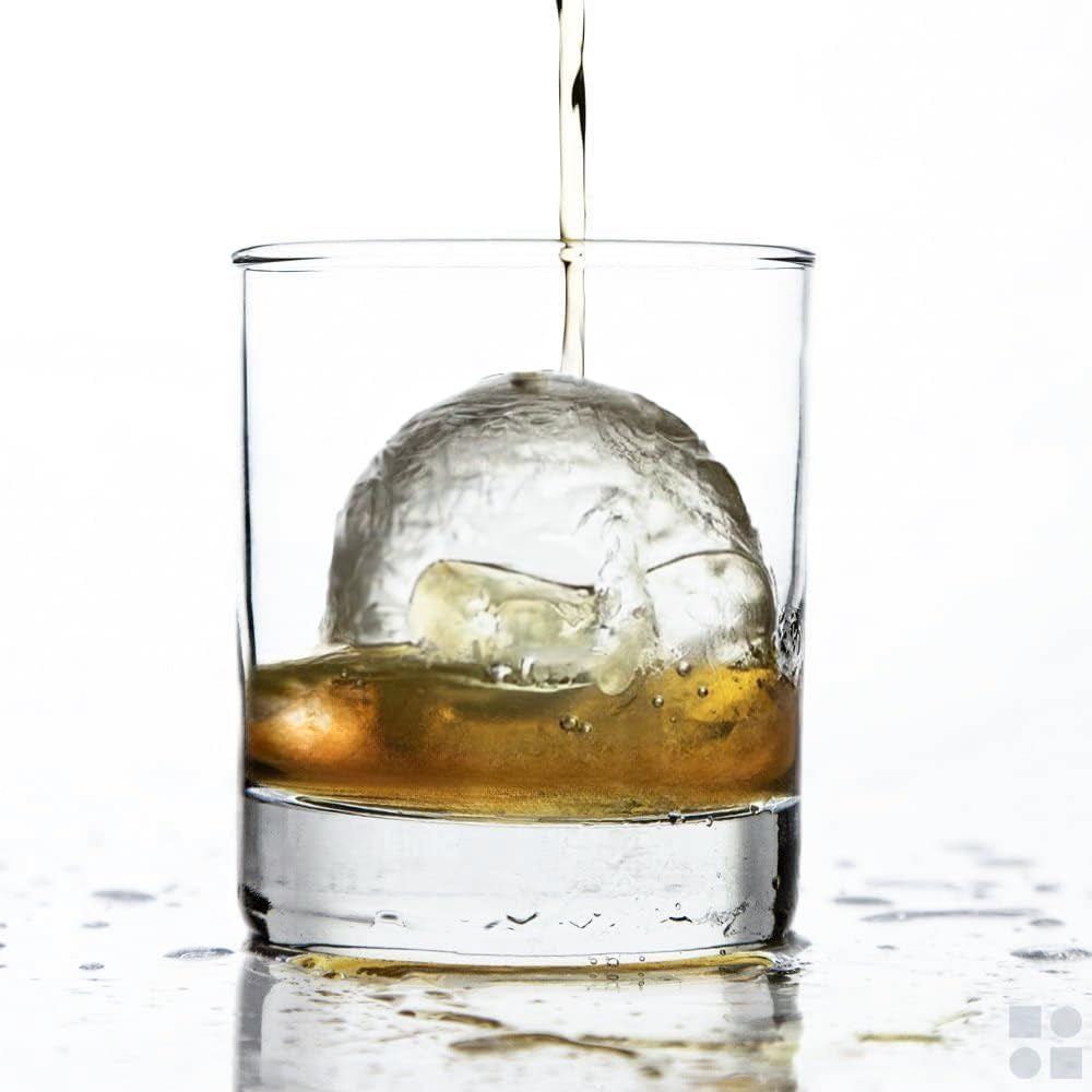 Ball Ice Cube Tray and Big Ice Cube Molds for Whiskey, Slow-Melting, 100% Silicone, No-Plastic, Easy Release, Ideal for Gifting and Elevating Cocktails (Black, 4 Spheres & 6 Cubes)