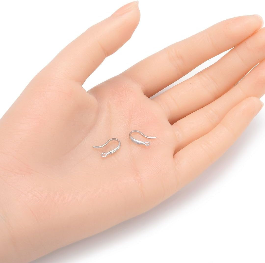 4Pcs  Real 925 Sterling Silver Diamond Cut French Fish Earring Hooks Ear Wire Tarnish Resistant