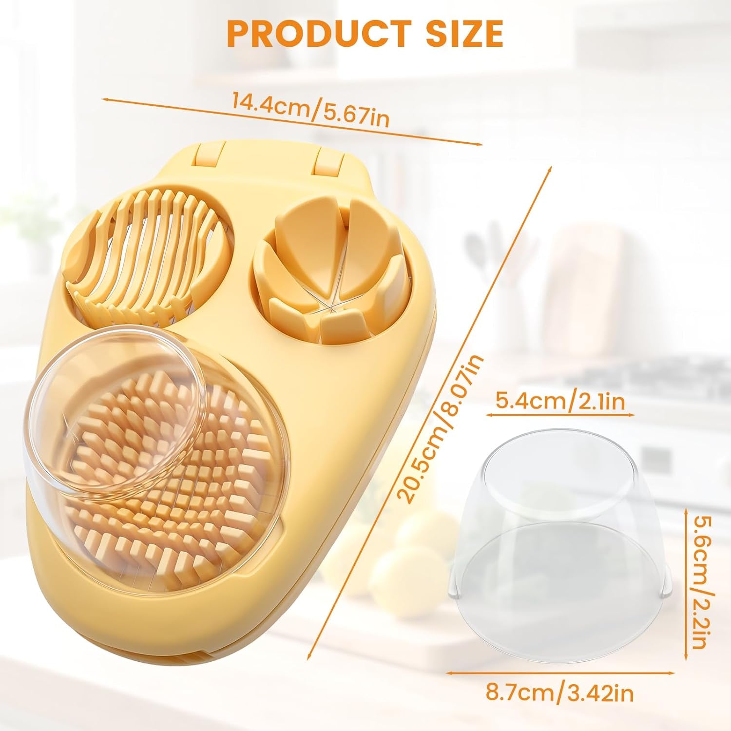 3 in 1 Boiled Egg Slicer, Stainless Steel Egg Slicer for Hard Boiled Eggs, 3 Slice Modes, Hard Boiled Egg Cutter & Fruit Slicer for Egg, Strawberry, Tomato