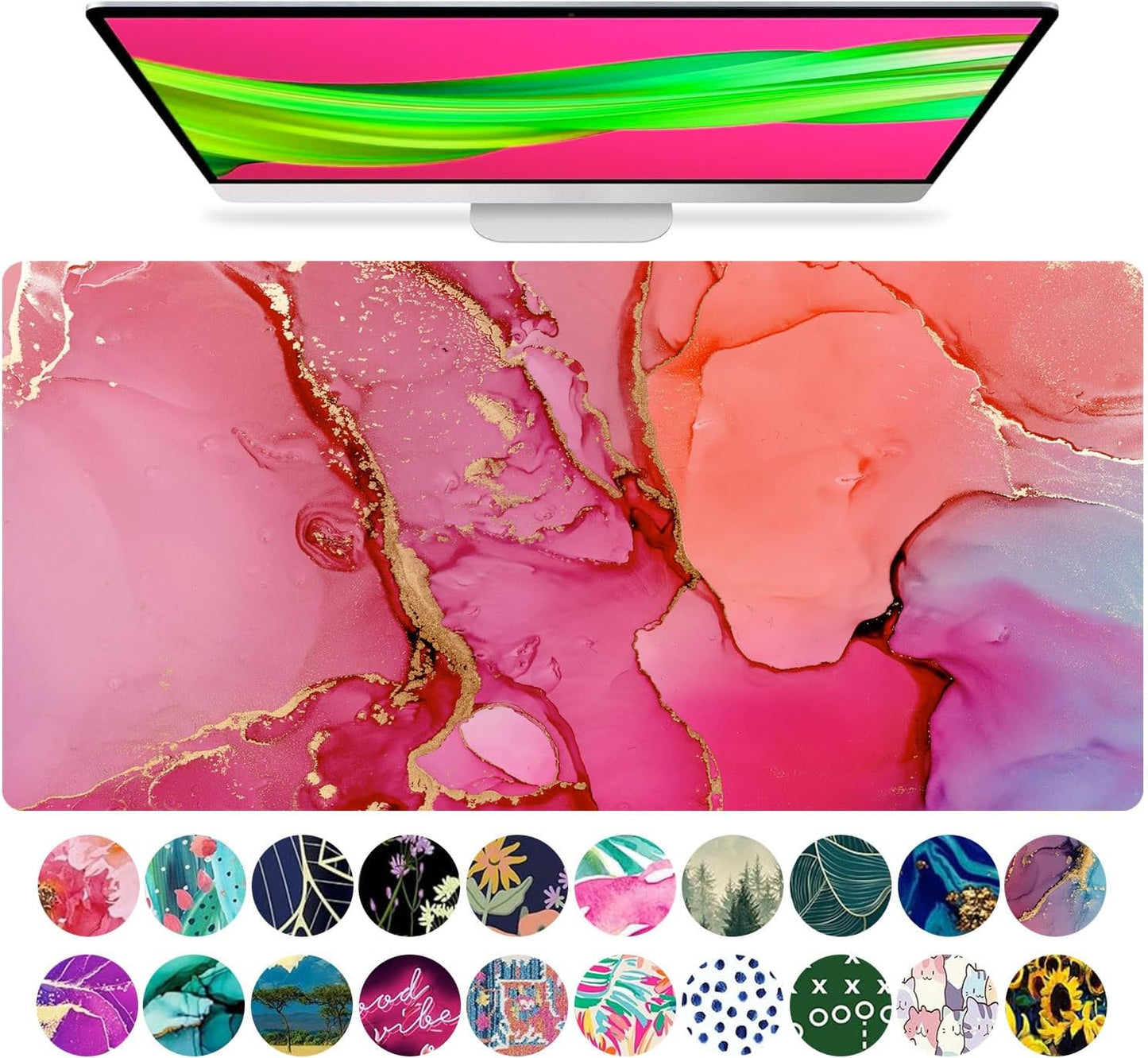 Large Mouse Pad Desk Mat 15" X 30" – Extended Floral Desk Protector for Keyboard & Mouse – Non-Slip Waterproof Cute Office Pad Aesthetic Workstation Mat