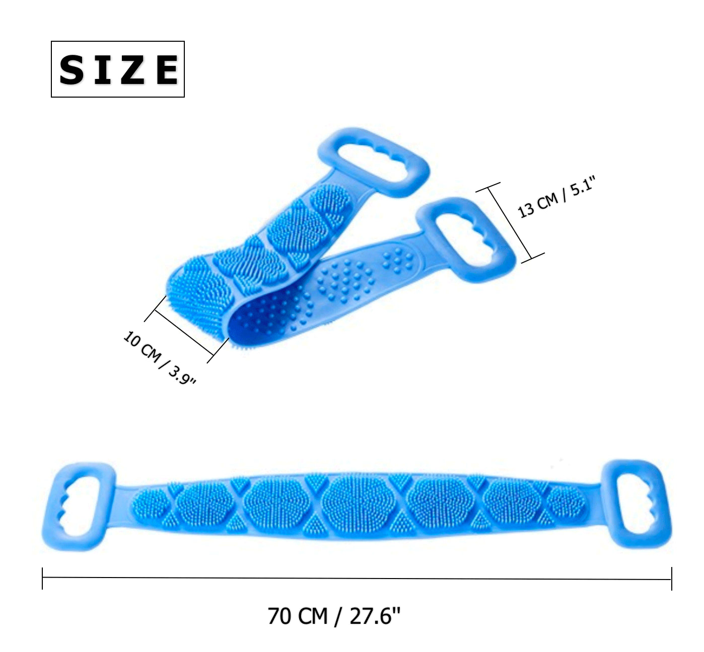 Silicone Bath Towel Rub Body Brush Shower Pull Back Strip Scrubber Exfoliating