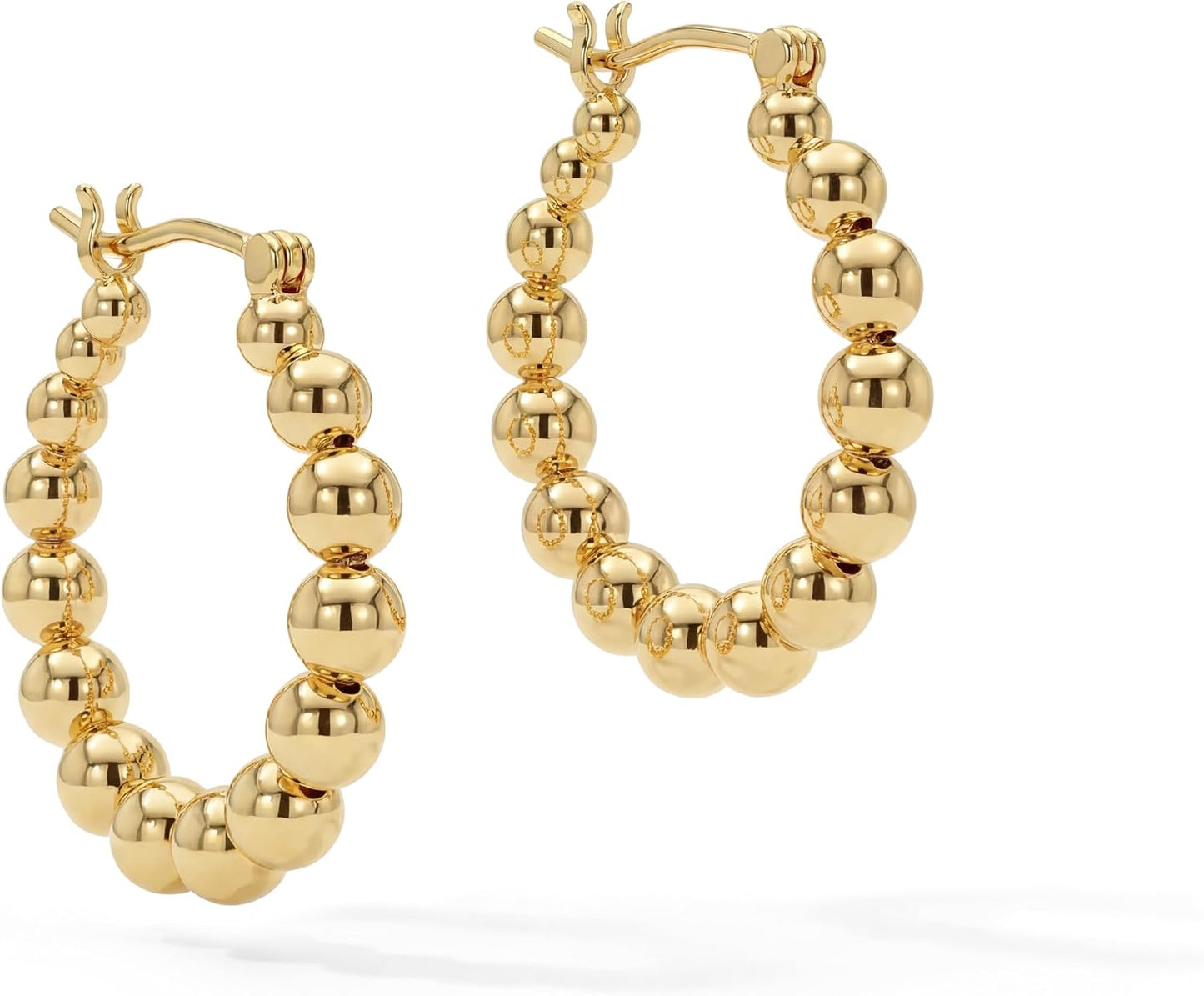 Gold Chunky Huggie Hoop Earring 18K Gold Plated Dainty Handmade Hypoallergenic Sleeper Hoop Earrings for Women