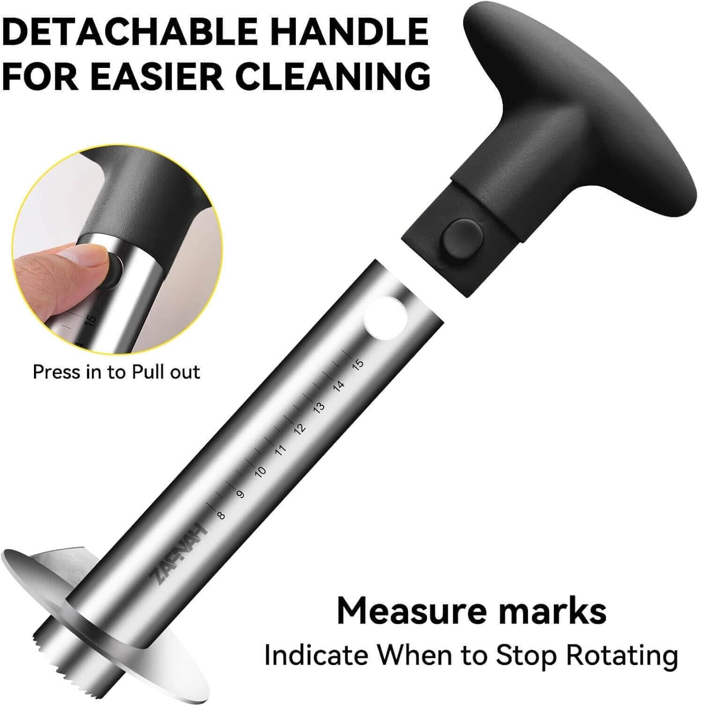 Pineapple Corer and Slicer Tool, Pineapple Cutter and Corer, Stainless Steel Pineapple Peeler, Easy Pineapple Core Remover Decorer, Eye Removal Tool, Pelador De Piña (Black with Measure Marks)