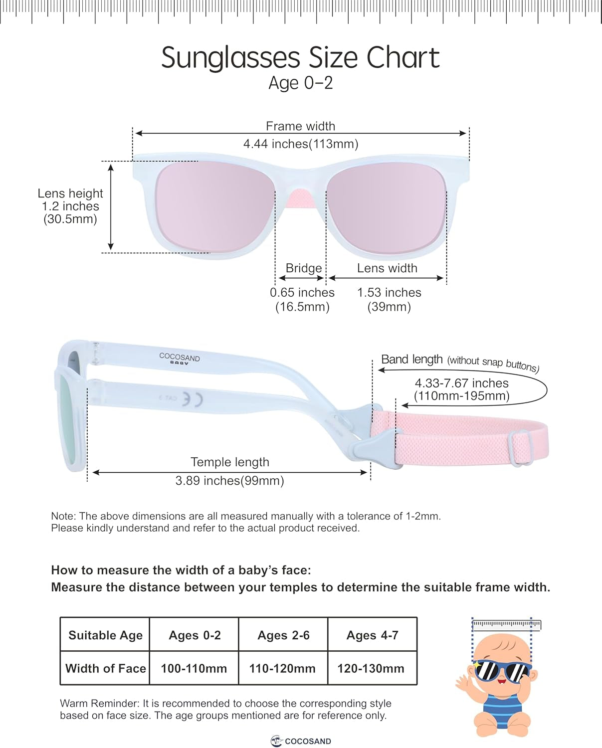 Flexible Baby Sunglasses with Strap Polarized UV Protection for Toddler Infant Newborn Boy Girl Age 0-24 Months