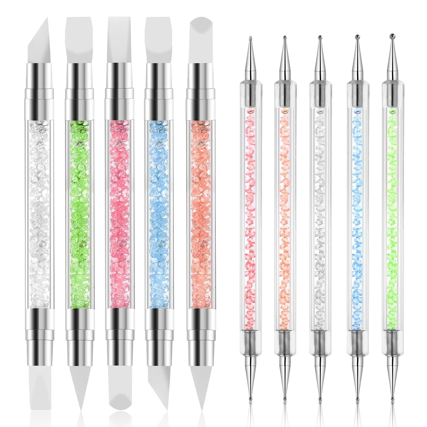 5 Pcs Nail Art Sculpture Pen Dual Tipped Silicone Nail Tools Nail Art Acrylic Pen Silicone Brushes for Resin Nail Art Tools for Design Nail Foil Carving Drawing Effect Shaping Drawing