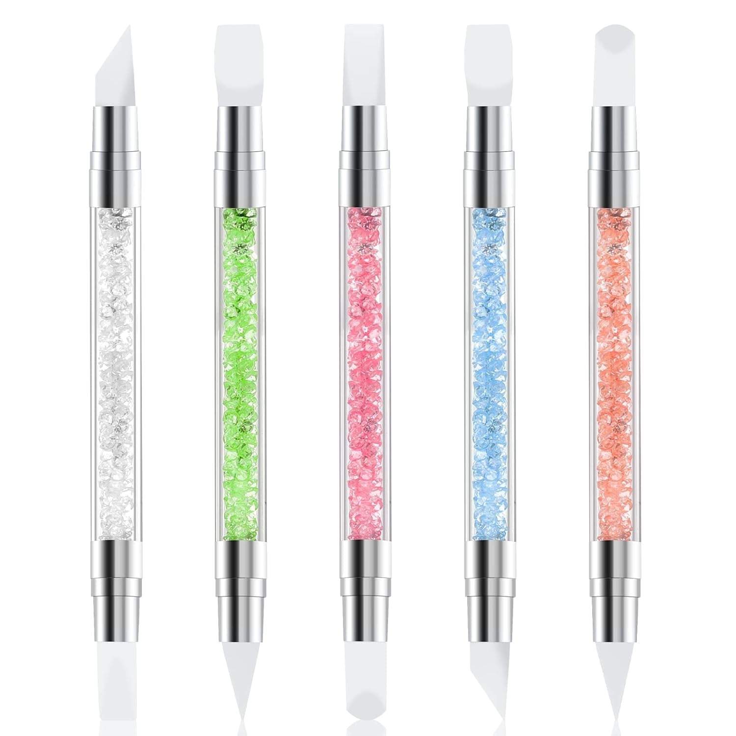 5 Pcs Nail Art Sculpture Pen Dual Tipped Silicone Nail Tools Nail Art Acrylic Pen Silicone Brushes for Resin Nail Art Tools for Design Nail Foil Carving Drawing Effect Shaping Drawing