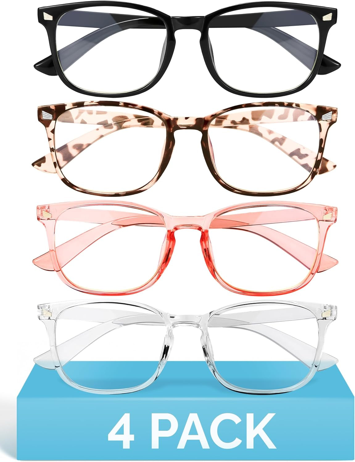 6 Pack Blue Light Blocking Glasses for Women Men – Stylish Computer & Gaming Glasses, Fashion Square Frame Eyewear