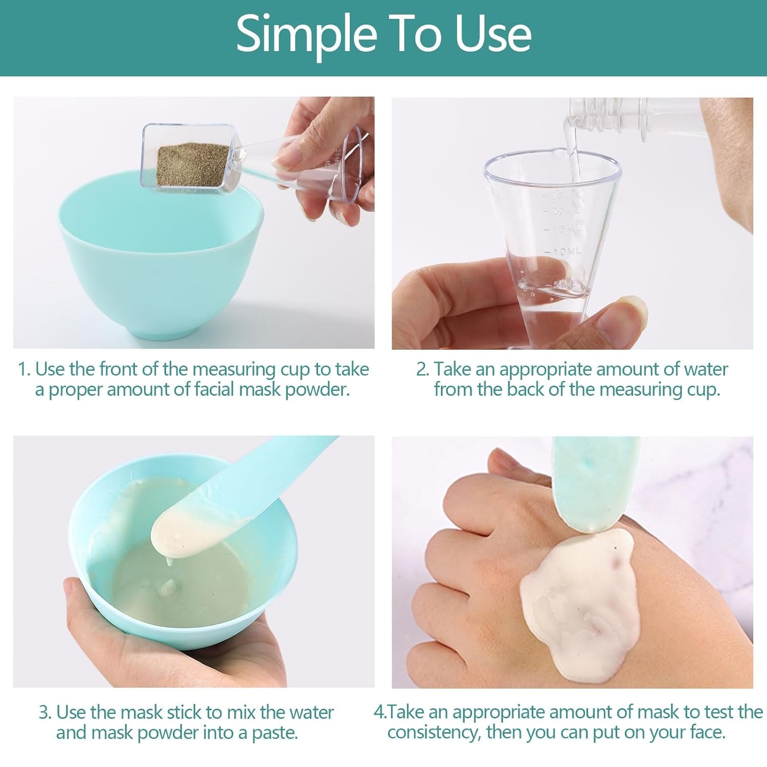 Face Mask Mixing Bowl Set, 10 Pcs DIY Facemask Mixing Tool Kit with Silicone Facial Mask Bowl Brushes Stick Spatula Measuring Cup (Blue)